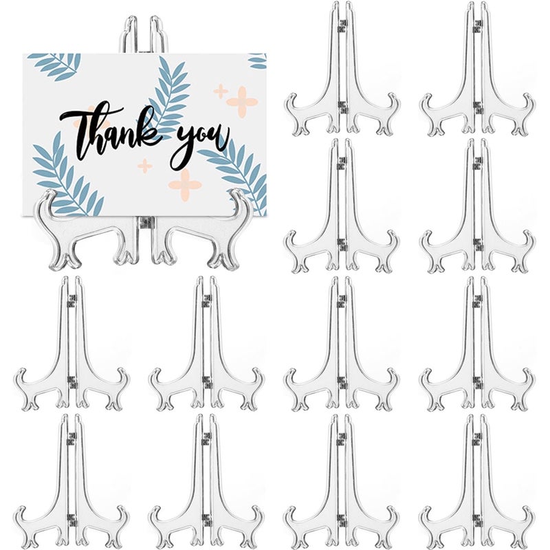 LonlyEagle 12 Pack 7 Inch Clear Plastic Easels or Stand/Plate Holders to Display Pictures or Other Items at Weddings, Plate Stands for Home Decoration, Birthdays, Tables - Image 1